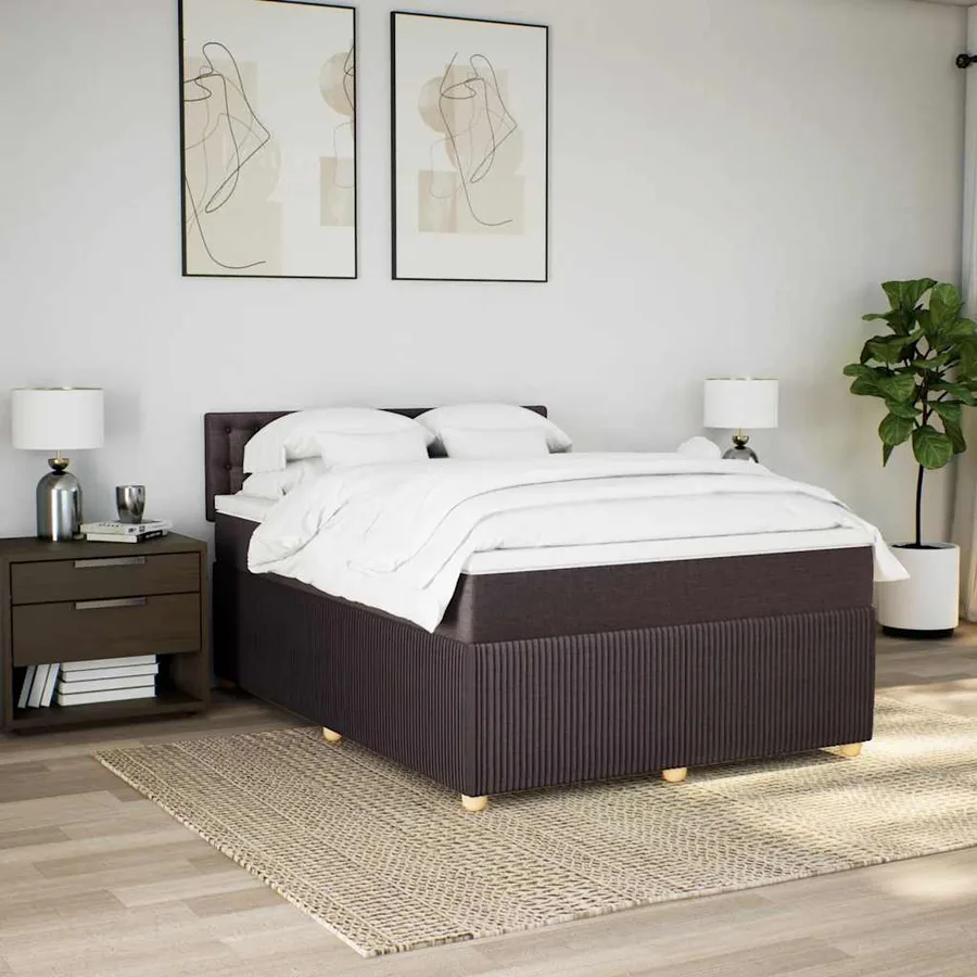 Sommier à lattes de lit avec matelas Marron foncé 160x200 cm - 3
