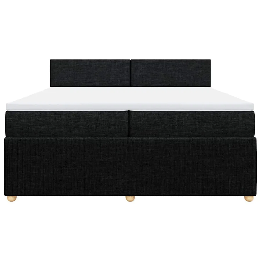 Sommier à lattes de lit avec matelas Noir 200x200 cm Tissu - 4