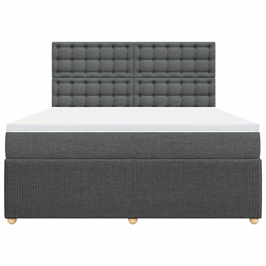 Sommier à lattes de lit avec matelas Gris foncé 180x200cm Tissu - 4