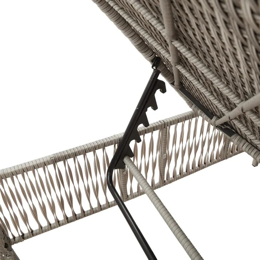 Chaises longues lot de 2 avec table gris clair résine tressée - 8
