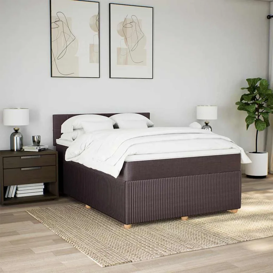 Sommier à lattes de lit avec matelas Marron foncé 140x200 cm - 3