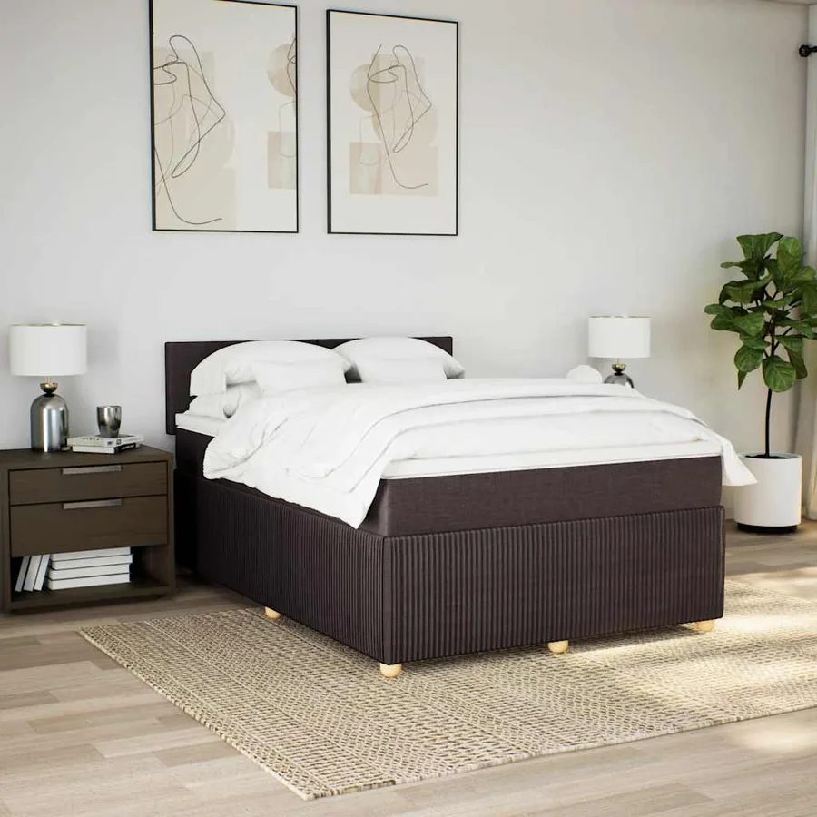 Sommier à lattes de lit avec matelas Marron foncé 140x200 cm - 3