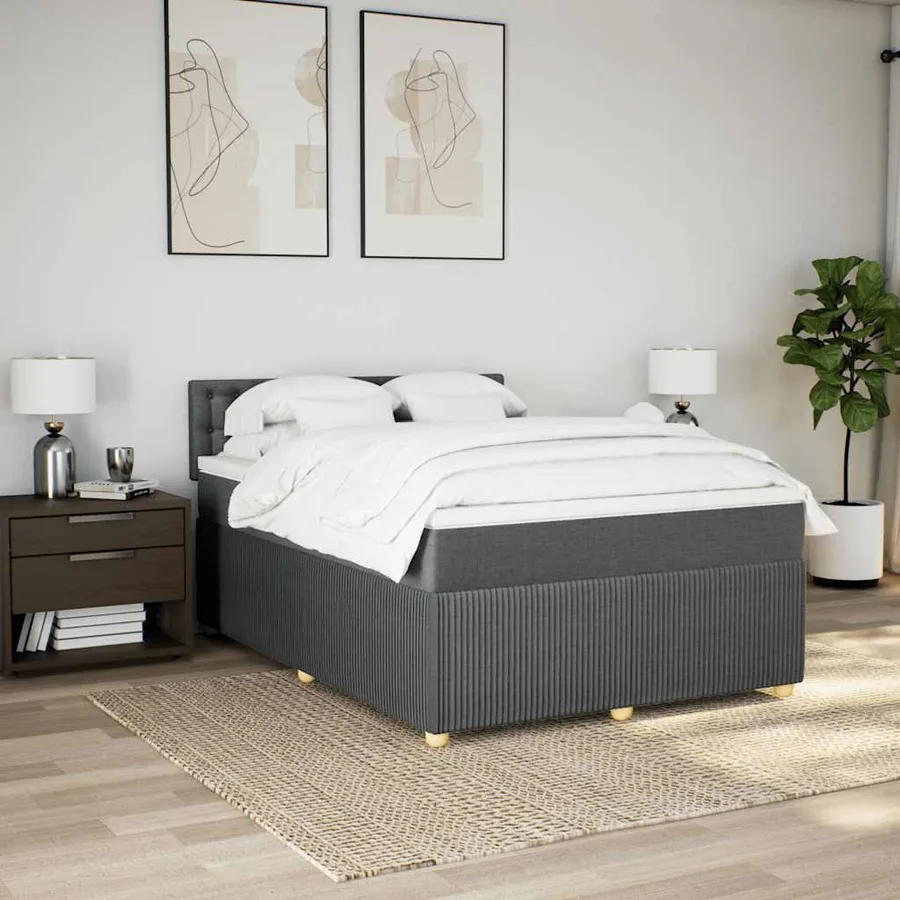 Sommier à lattes de lit avec matelas Gris foncé 140x200cm Tissu - 3