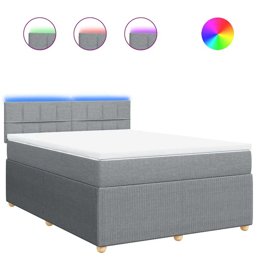 Sommier à lattes de lit avec matelas Gris clair 160x200cm Tissu - 2