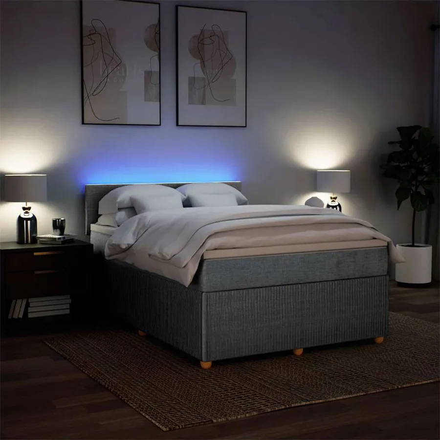 Sommier à lattes de lit avec matelas Gris clair 160x200cm Tissu - 5