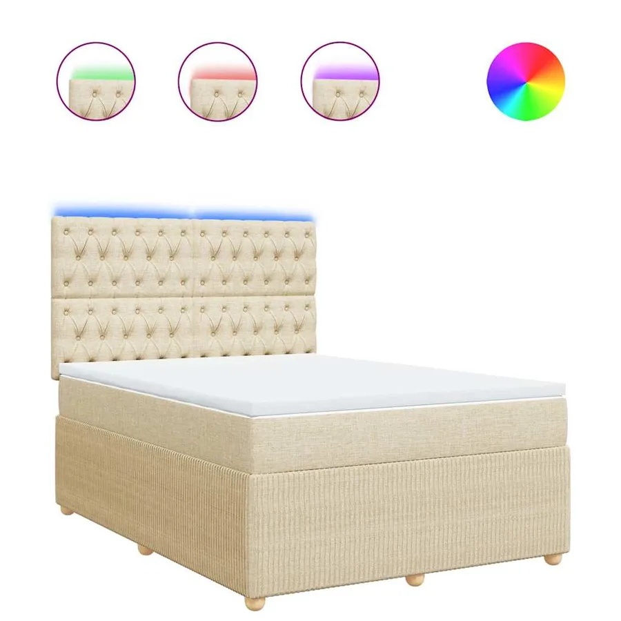 Sommier à lattes de lit avec matelas Crème 140x200 cm Tissu - 2