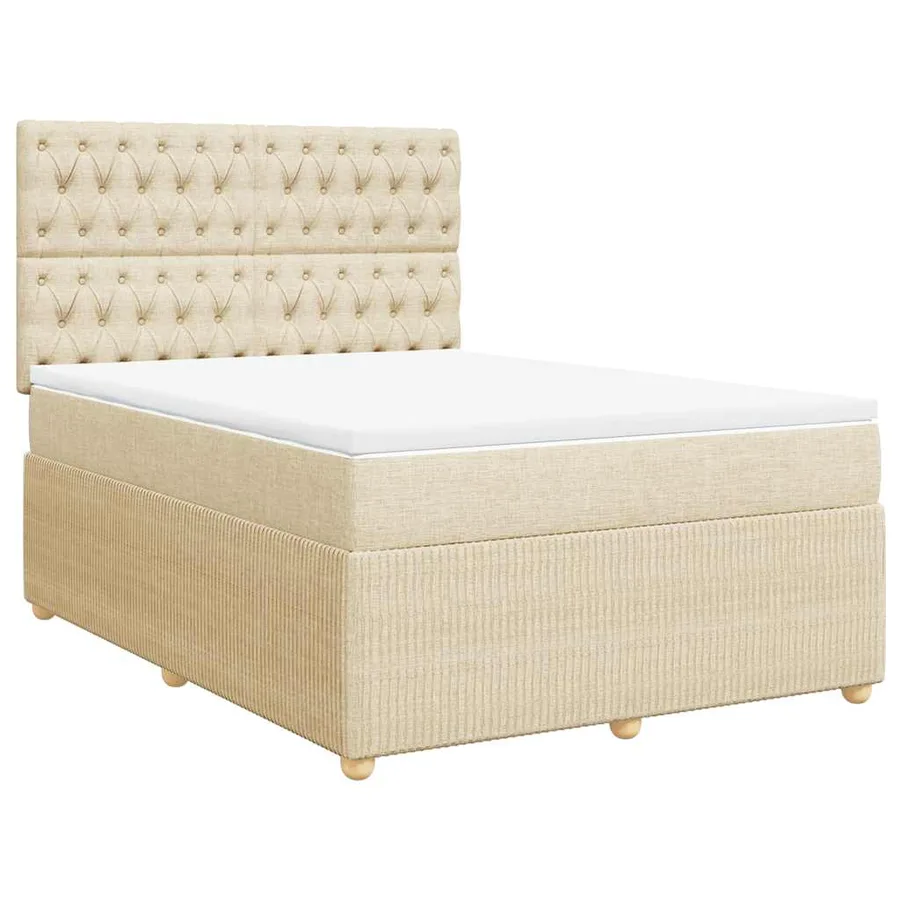 Sommier à lattes de lit avec matelas Crème 140x200 cm Tissu - 3