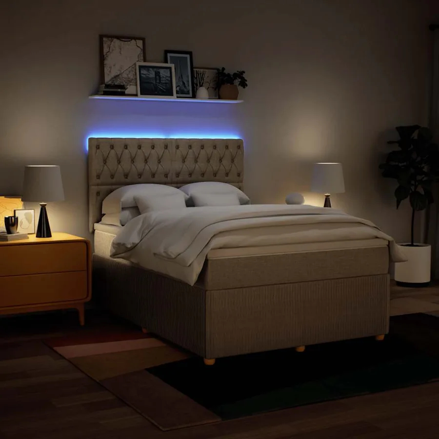 Sommier à lattes de lit avec matelas Crème 140x200 cm Tissu - 4