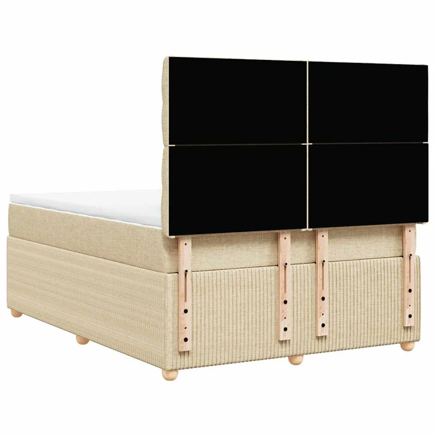 Sommier à lattes de lit avec matelas Crème 140x200 cm Tissu - 8