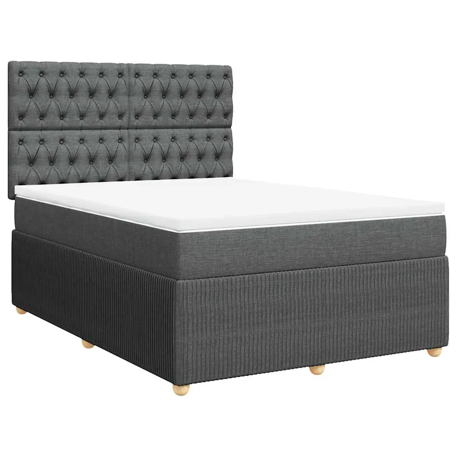 Sommier à lattes de lit avec matelas Gris foncé 140x200cm Tissu - 3