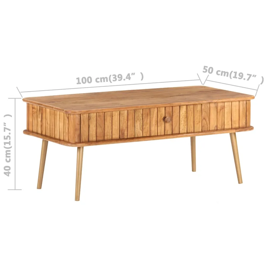 Table basse 100x50x40 cm Bois d'acacia massif - 10