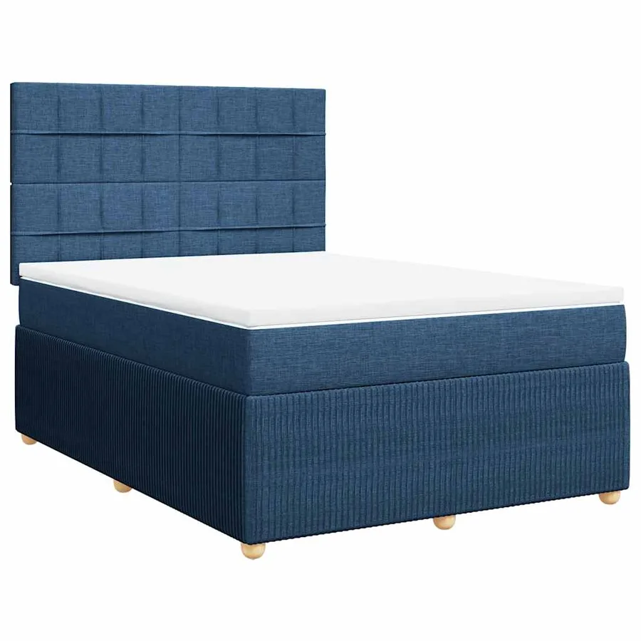Sommier à lattes de lit avec matelas Bleu 140x200 cm Tissu - 3