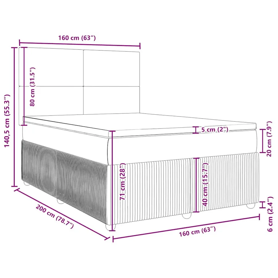 Sommier à lattes de lit avec matelas Taupe 160x200 cm Tissu - 13