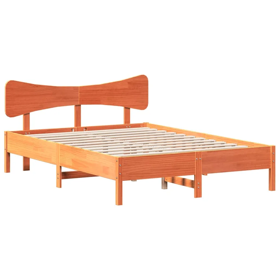 Cadre de lit sans matelas cire marron 120x200cm bois pin massif - 2