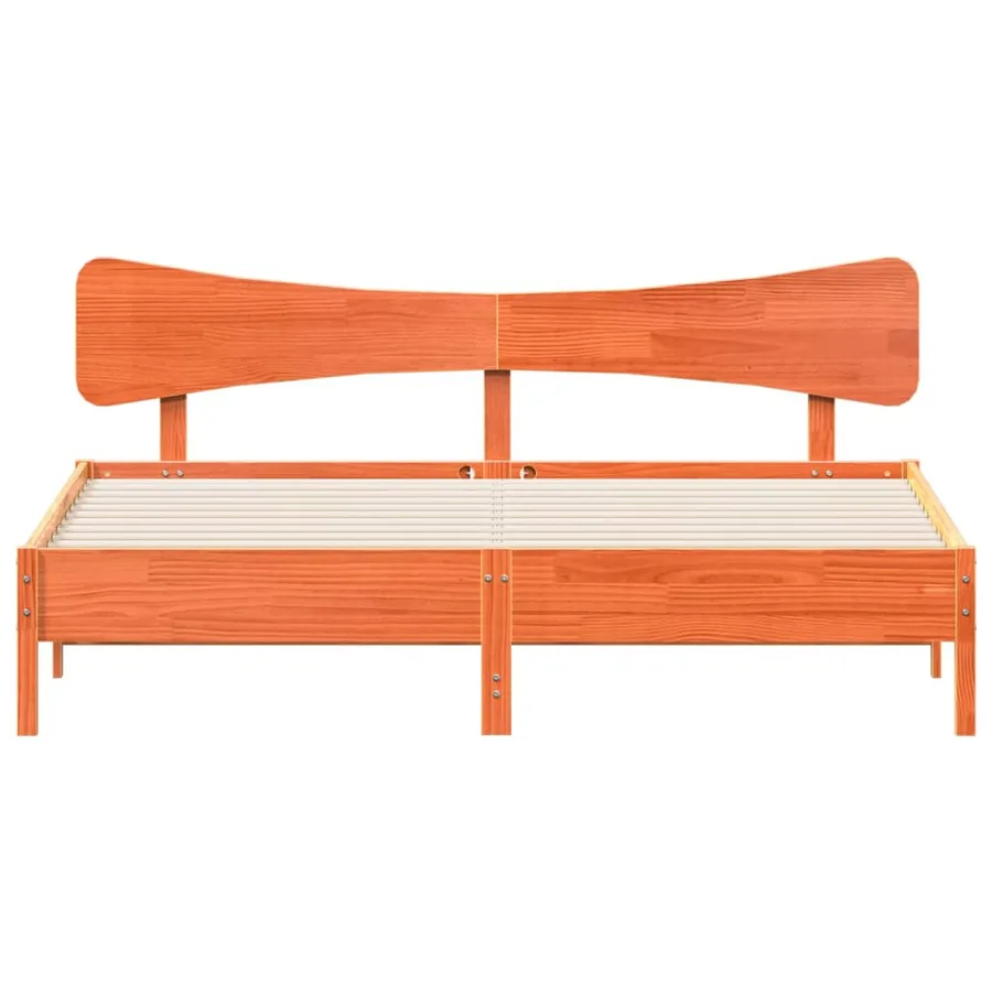 Cadre de lit sans matelas cire marron 160x200cm bois pin massif - 4