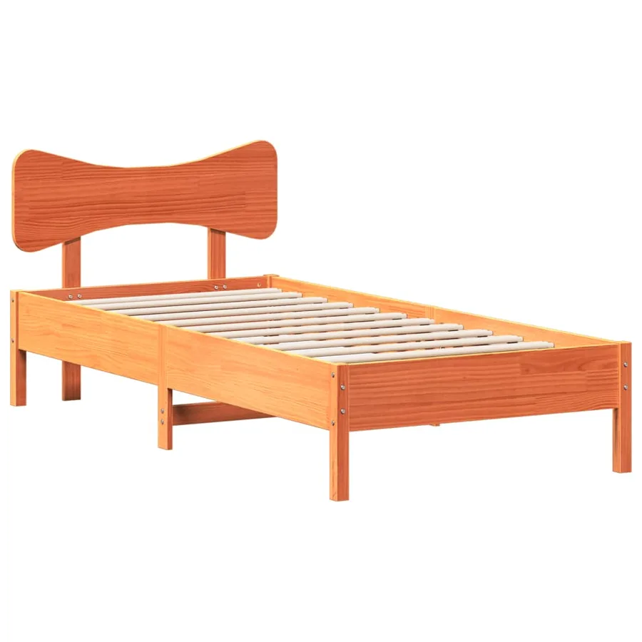 Cadre de lit sans matelas cire marron 100x200cm bois pin massif - 2
