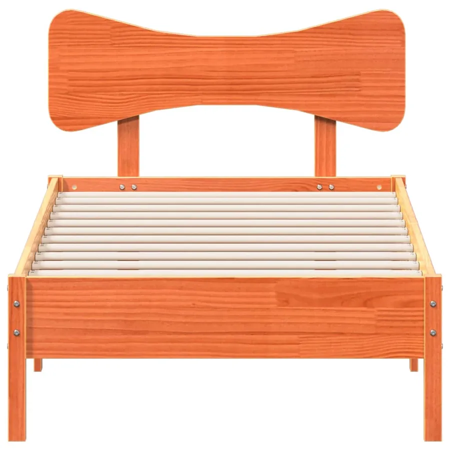 Cadre de lit sans matelas cire marron 100x200cm bois pin massif - 4