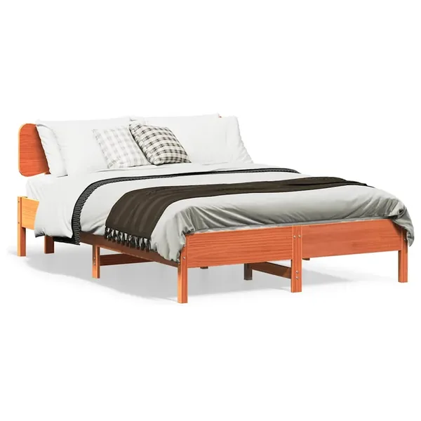 Cadre de lit sans matelas cire marron 135x190cm bois pin massif