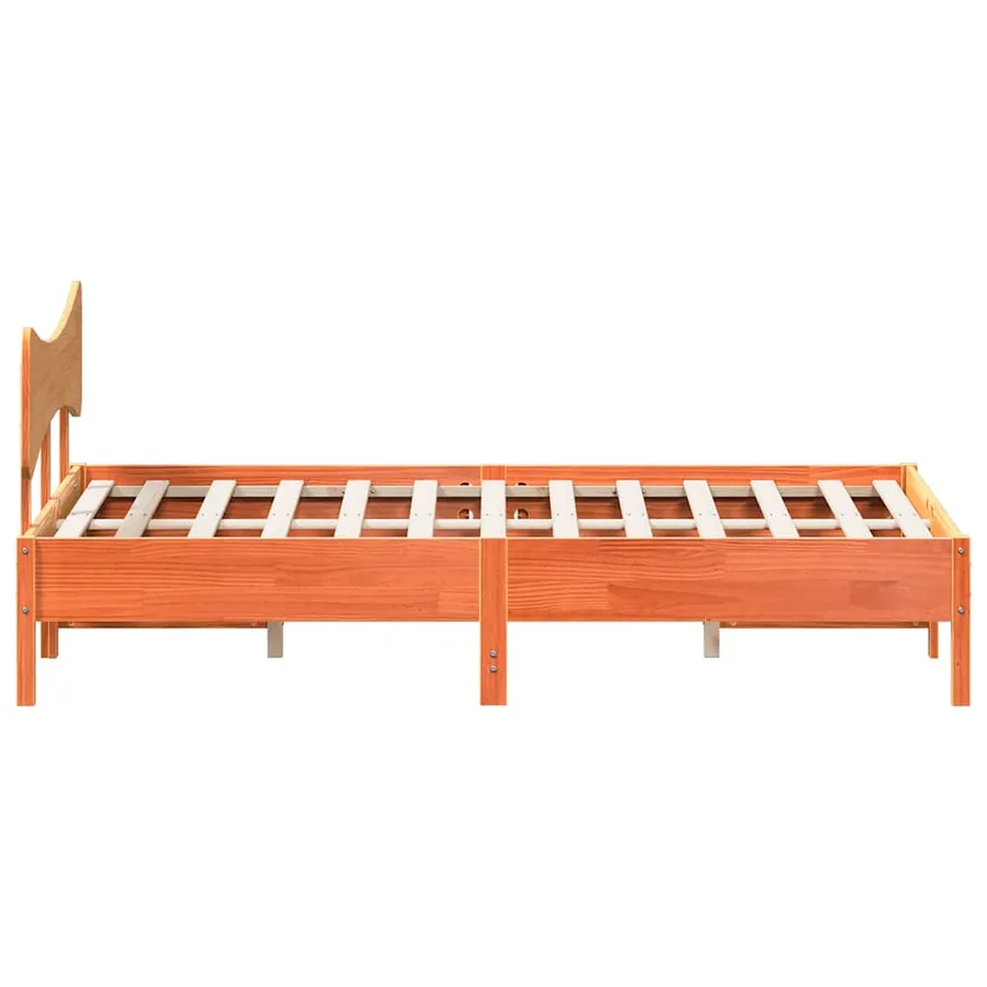 Cadre de lit sans matelas cire marron 135x190cm bois pin massif - 7
