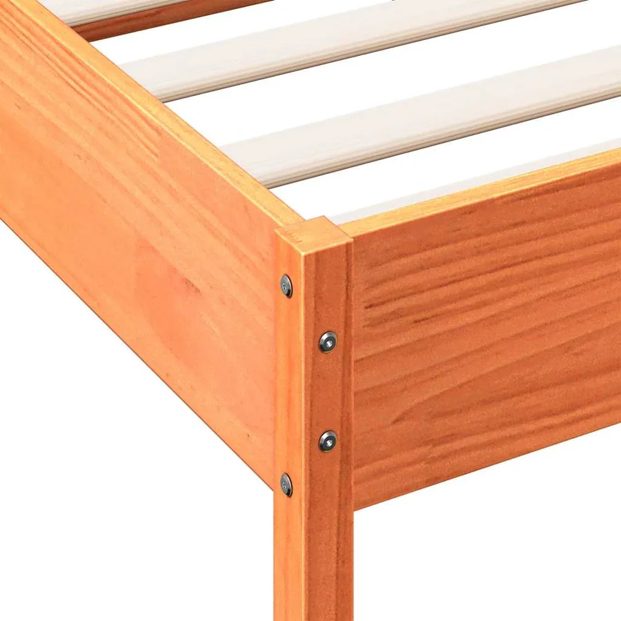 Cadre de lit sans matelas cire marron 135x190cm bois pin massif - 9