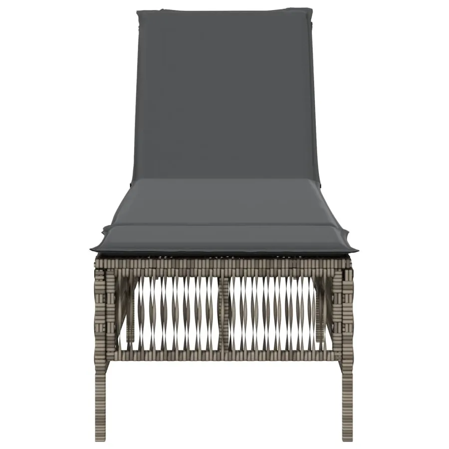 Chaise longue avec coussin gris résine tressée - 4