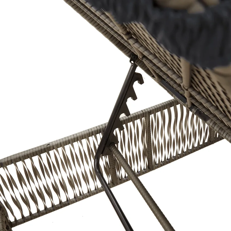 Chaise longue avec coussin gris résine tressée - 8