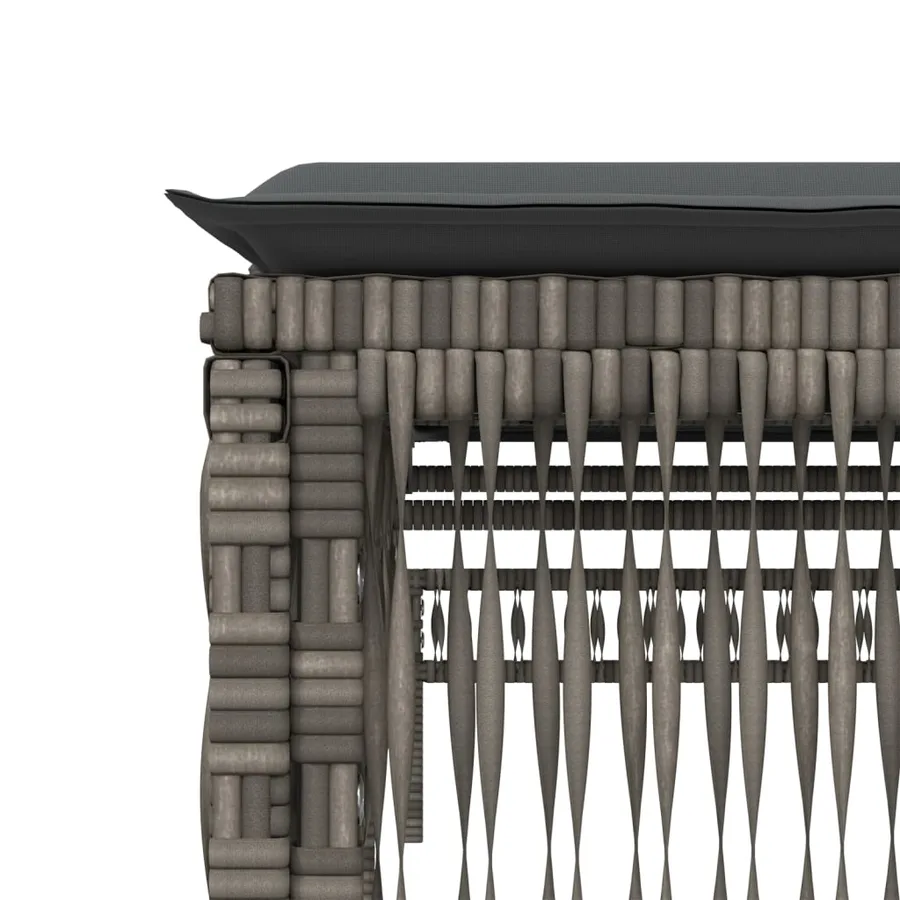 Chaise longue avec coussin gris résine tressée - 9