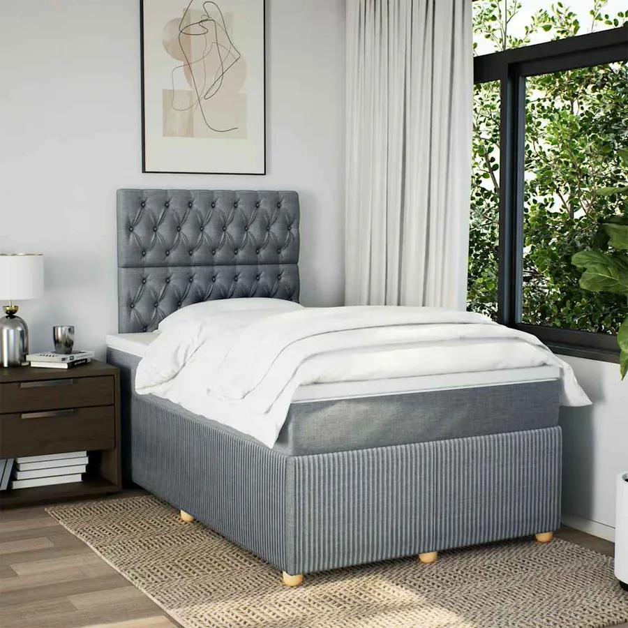 Sommier à lattes de lit avec matelas Gris clair 120x200cm Tissu - 4
