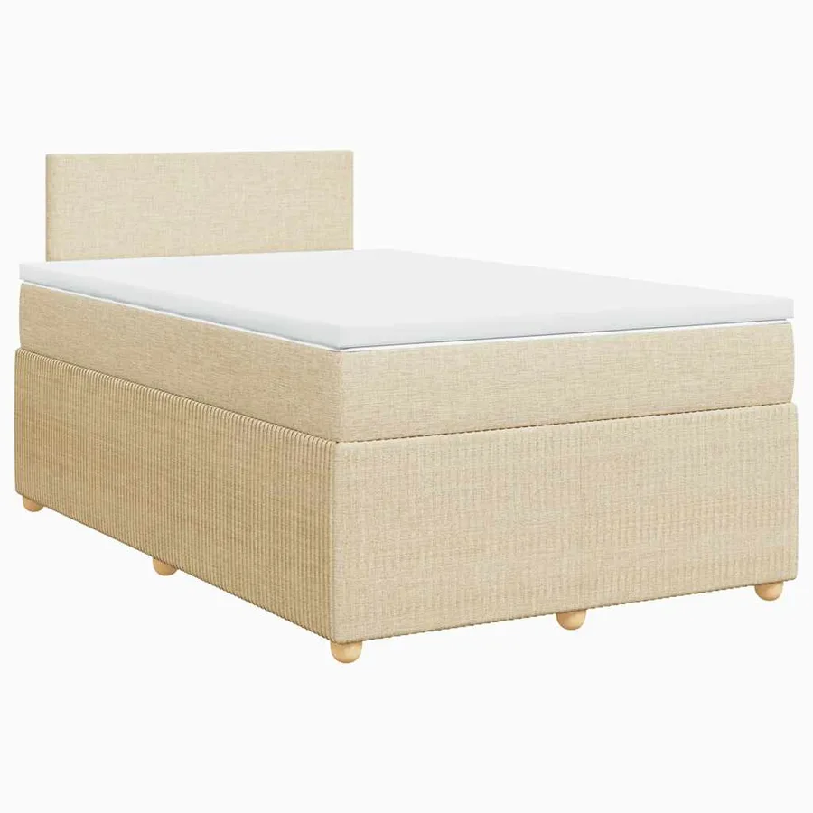 Sommier à lattes de lit avec matelas Crème 120x200 cm Tissu - 2