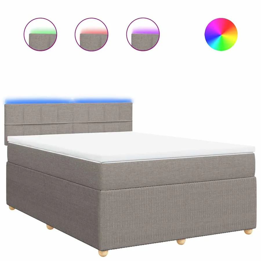 Sommier à lattes de lit avec matelas Taupe 140x190 cm Tissu - 2