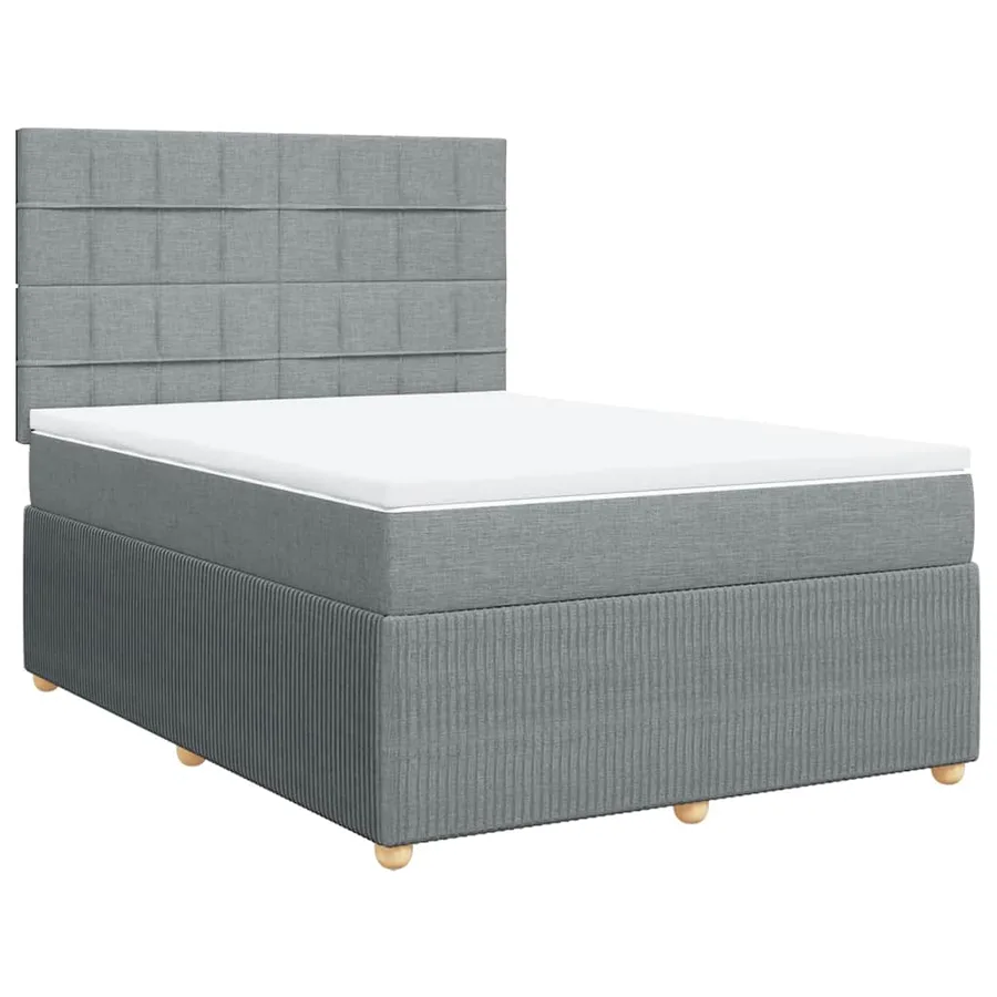 Sommier à lattes de lit avec matelas Gris clair 140x190cm Tissu - 3