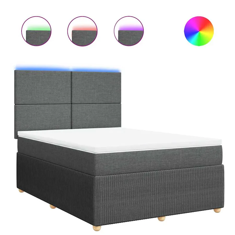 Sommier à lattes de lit avec matelas Gris foncé 140x190cm Tissu - 2