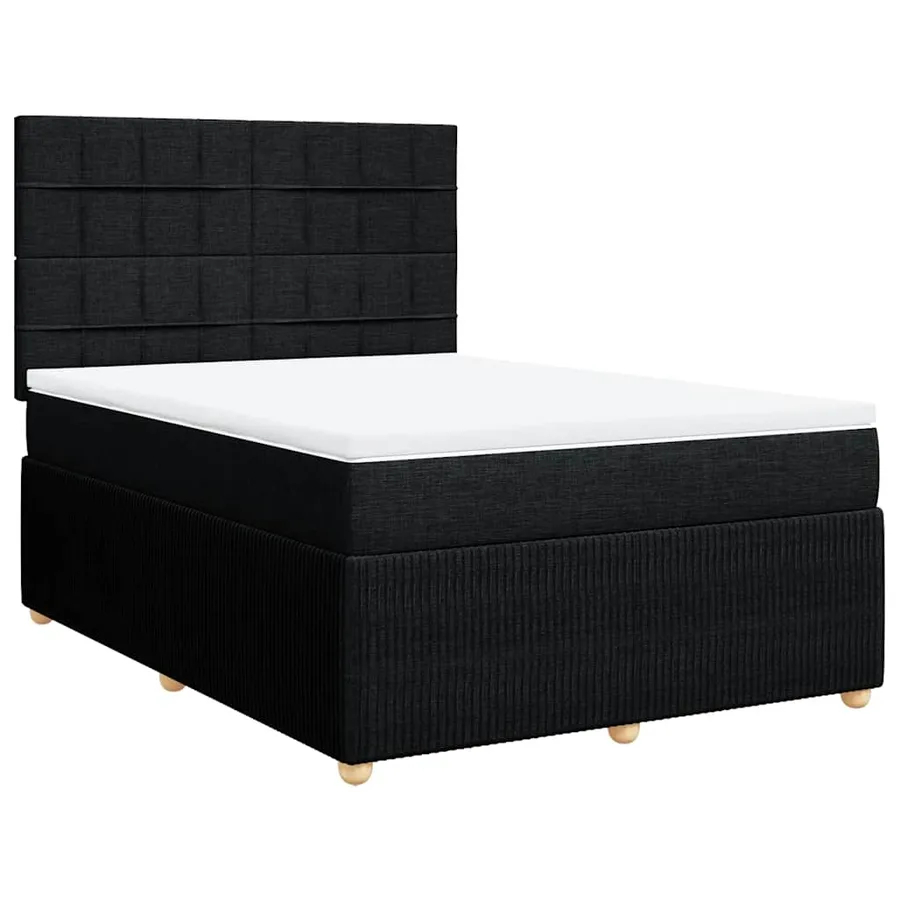 Sommier à lattes de lit avec matelas Noir 140x190 cm Tissu - 3