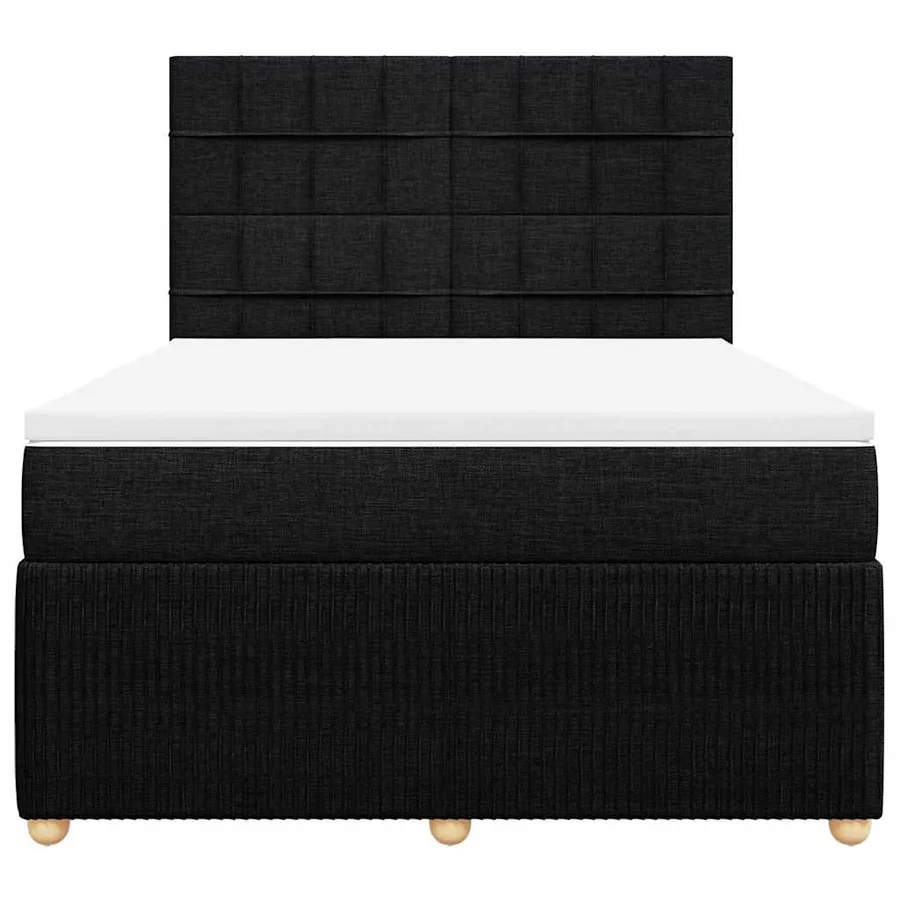 Sommier à lattes de lit avec matelas Noir 140x190 cm Tissu - 6