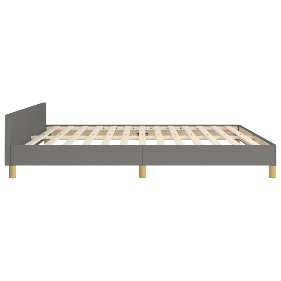 Cadre de lit sans matelas gris foncé 160x200 cm tissu - 7