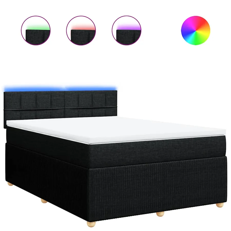 Sommier à lattes de lit avec matelas Noir 140x200 cm Tissu - 2