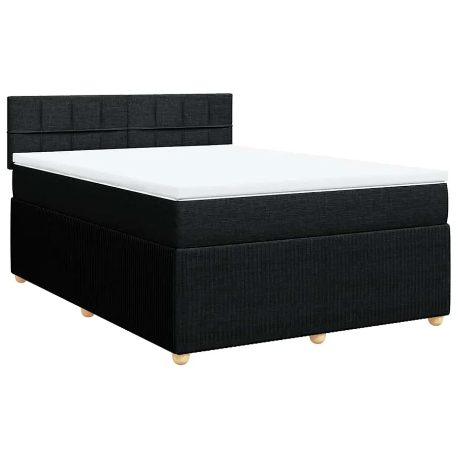 Sommier à lattes de lit avec matelas Noir 140x200 cm Tissu - 3