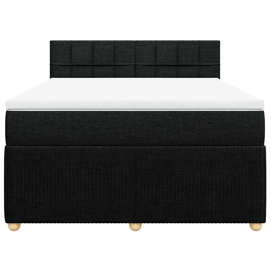 Sommier à lattes de lit avec matelas Noir 140x200 cm Tissu - 6