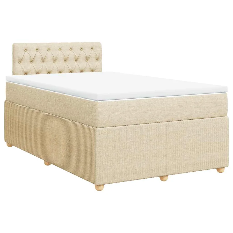 Sommier à lattes de lit avec matelas Crème 120x200 cm Tissu - 2