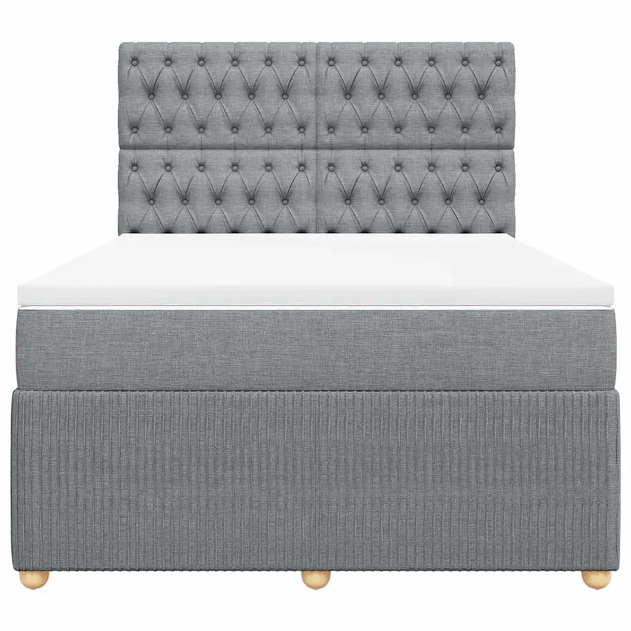 Sommier à lattes de lit avec matelas Gris clair 140x190cm Tissu - 6