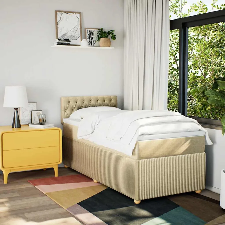 Sommier à lattes de lit avec matelas Crème 80x200 cm Tissu - 3