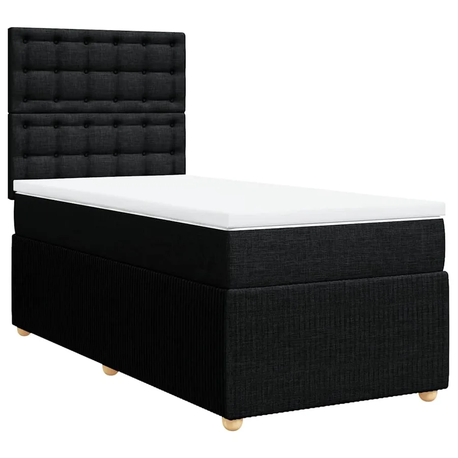 Sommier à lattes de lit et matelas Noir 80x200 cm Tissu - 3