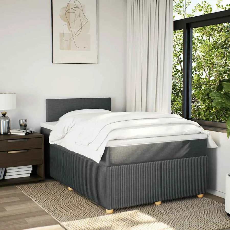 Sommier à lattes de lit avec matelas Gris foncé 120x200cm Tissu - 4