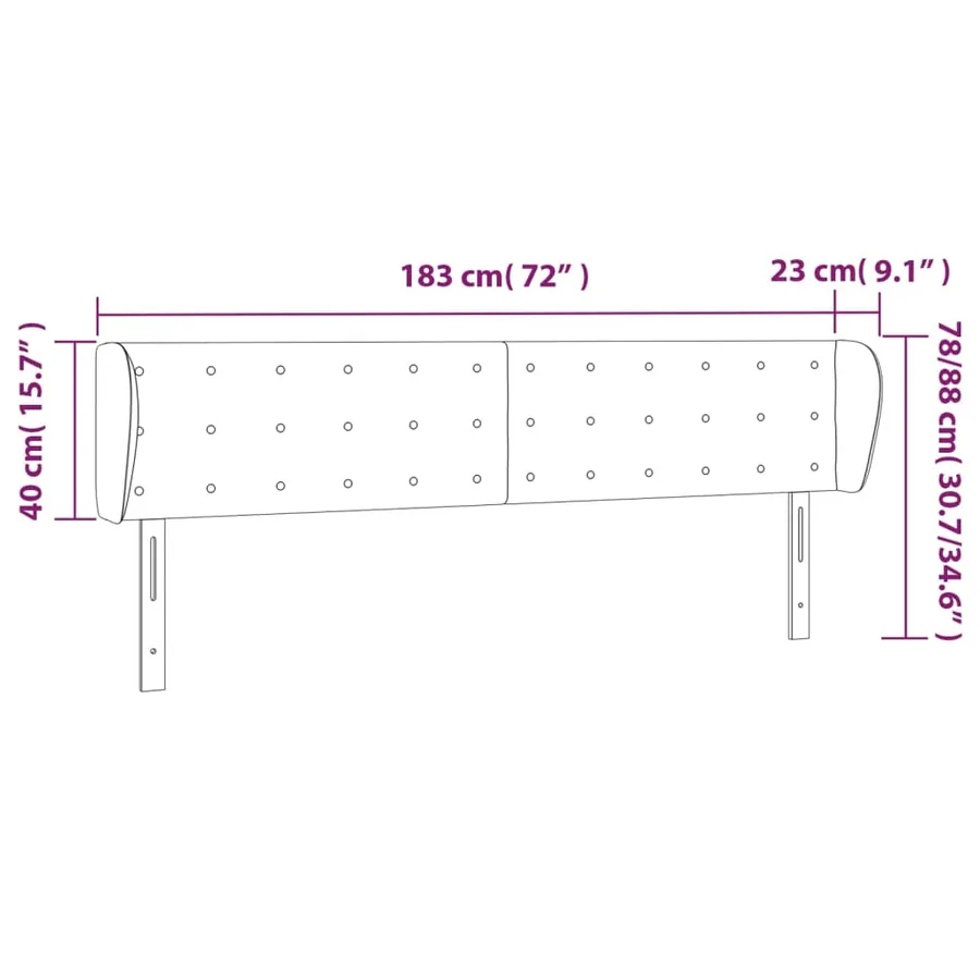 Tête de lit avec oreilles Cappuccino 183x23x78/88 cm Similicuir - 9