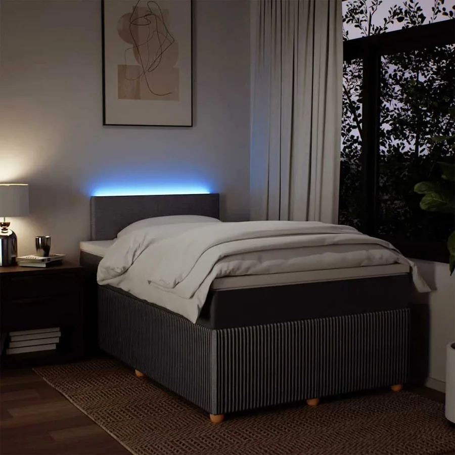 Sommier à lattes de lit avec matelas Taupe 120x200 cm Tissu - 5