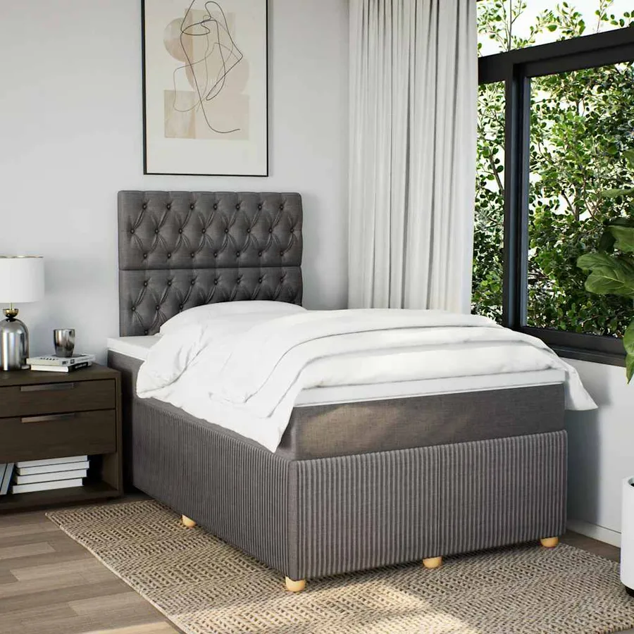 Sommier à lattes de lit avec matelas Taupe 120x200 cm Tissu - 3
