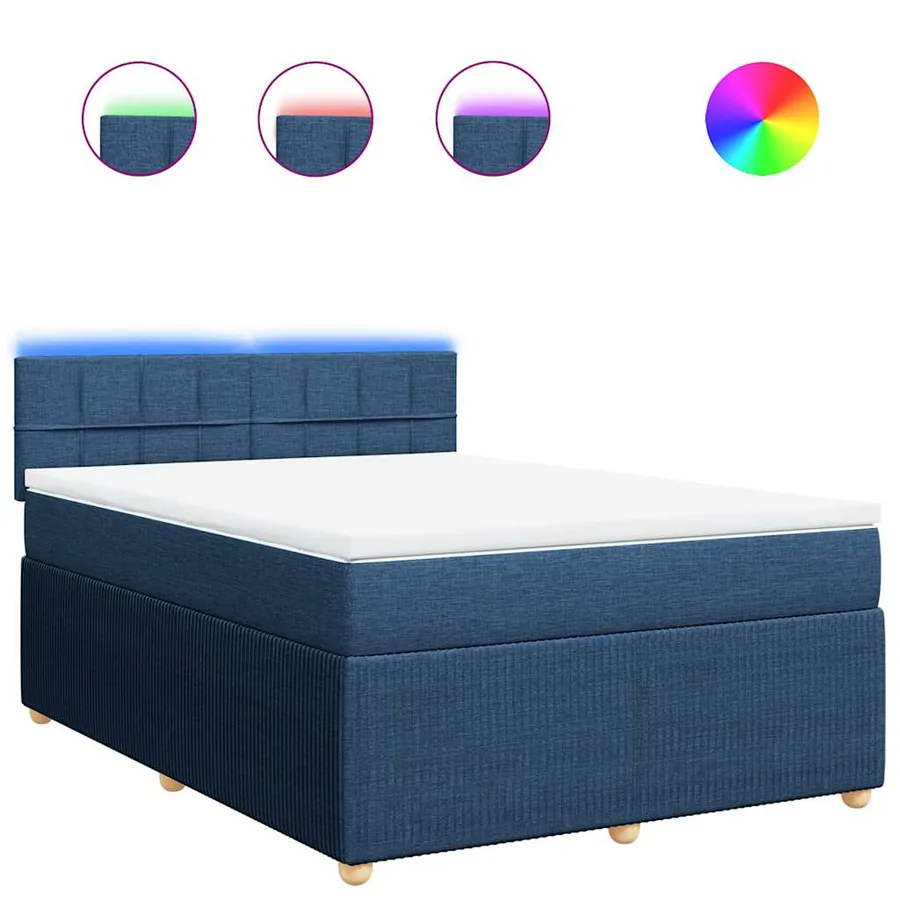 Sommier à lattes de lit avec matelas Bleu 140x190 cm Tissu - 2
