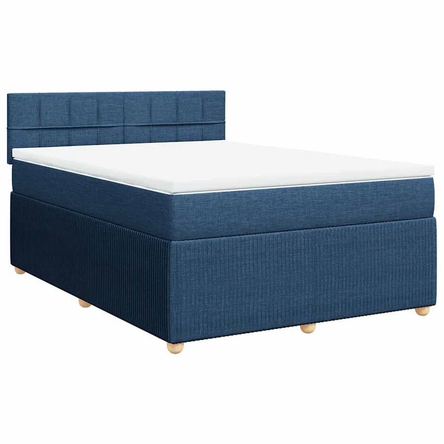 Sommier à lattes de lit avec matelas Bleu 140x190 cm Tissu - 3