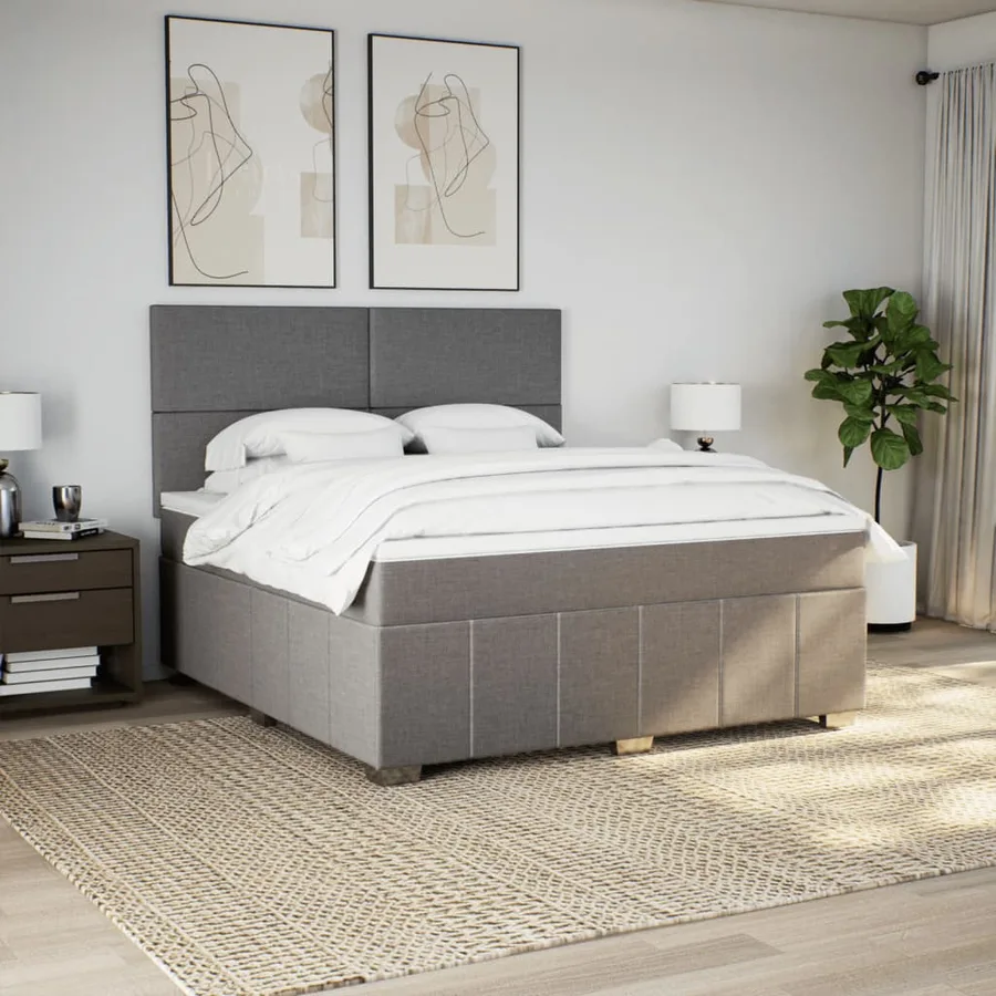 Sommier à lattes de lit avec matelas Taupe 180x200 cm Tissu - 3