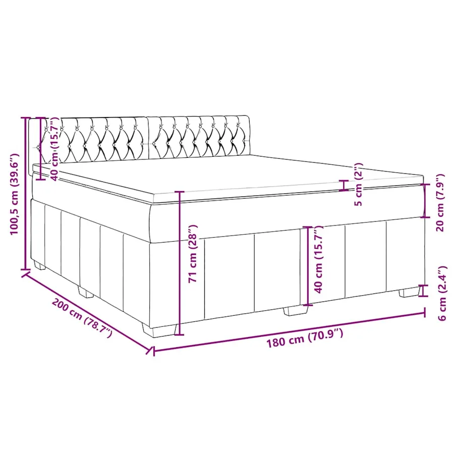 Sommier à lattes de lit avec matelas Taupe 180x200 cm Tissu - 18